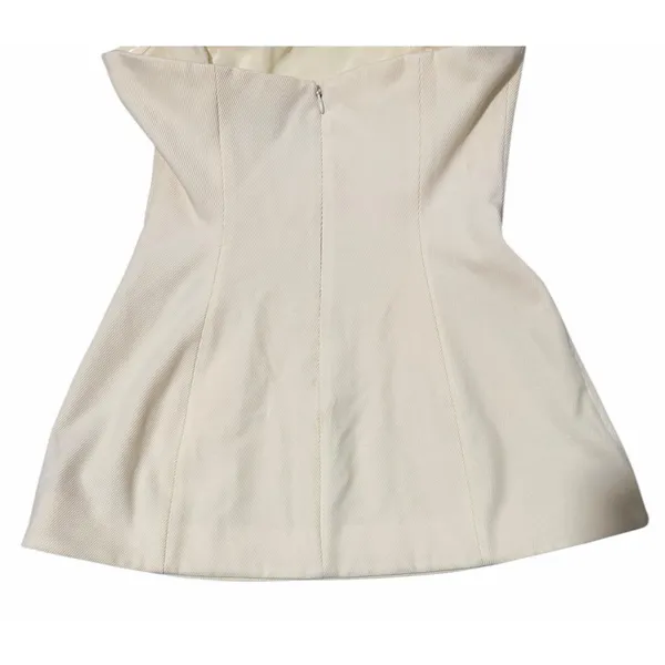 STAUD Silvia Strapless Peplum‎ Top Ecru Women's Size 2 - Image 6
