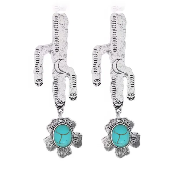 Silver Cactus/Turquoise Earrings - Image 3