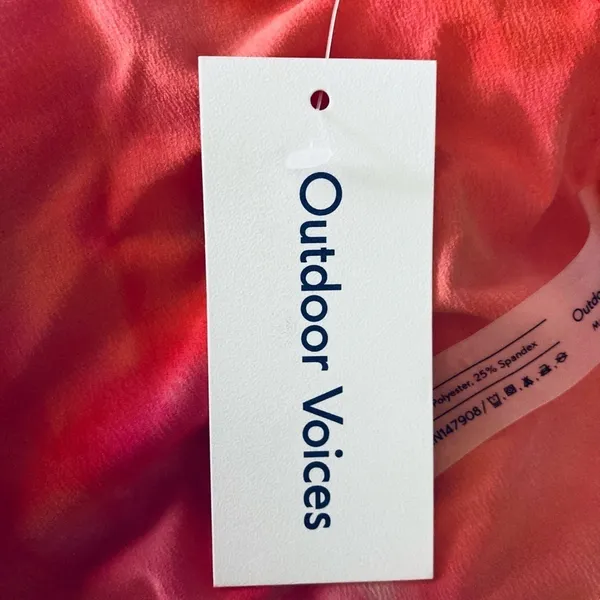 Outdoor Voices Tissue Wrap top in bright pink tie dye. New with tags. Size Large - Image 7