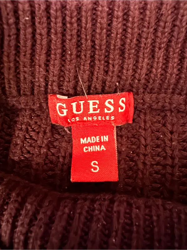 Guess Lace-Up Ribbed Crewneck Sweater - Wine - Image 3