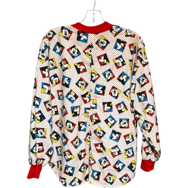 Mickey Unlimited Cotton Vintage 90s Pajama Lounge Set White Red Medium - Image 4