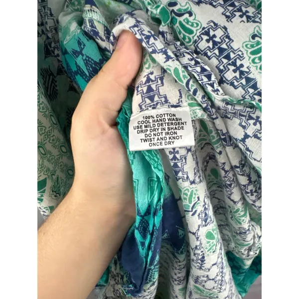 Women’s Kalypso7 XL Blue & Green Abstract Pattern Maxi Dress - Image 6