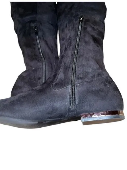 NWT Jessica Simpson Gilia Black Microsuede Knee High Flat Riding Boots Size 7 - Image 8