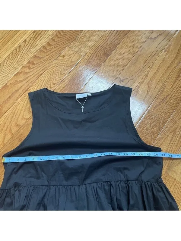 Vila Clothes black tiered sleeveless midi dress cotton blend New Sz 12 - 14 - Image 7