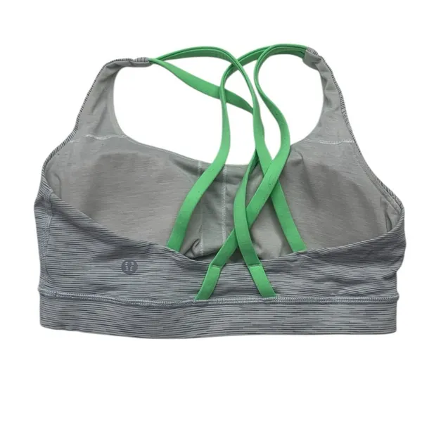 Lululemon size 6 Light Gray Striped Sports Bra lime Green strappy gym workout at - Image 8