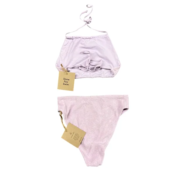 Stone Fox Swim Piper Top Sola Bottom Orchid Terry Bikini Set Purple Small NEW - Image 2