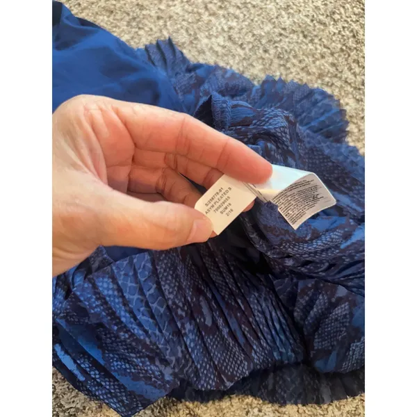 Banana Republic Blue Snake Print Asymmetrical Pleated‎ Mini Skirt 10 256778-01 - Image 8