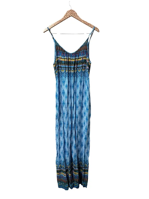 Sacred Threads Wide Leg Sleeveless Jumpsuit Blue Rayon L/XL Large Extra Large - Image 2