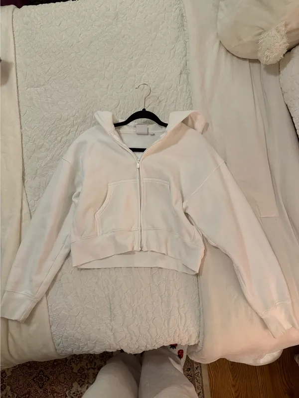 Aritzia White Sweatfleece hoodie  - Image 2