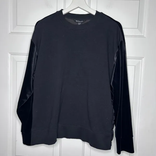 Athleta Retroplush Velvet Crewneck‎ Sweatshirt Black Size M - Image 3