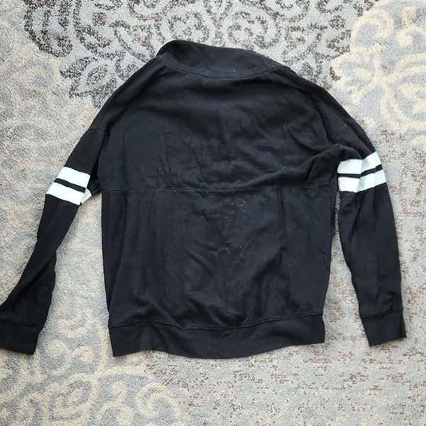 PINK Victoria’s Secret Quarter-Zip Sweatshirt Black White Medium - Image 5