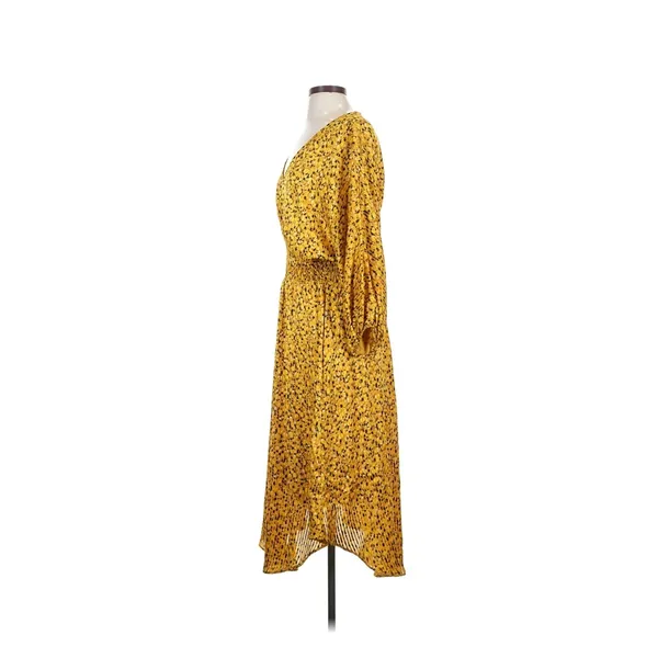 Anthropologie Yellow Floral Springtime Boho Party V-neck long Dress Size S - Image 5