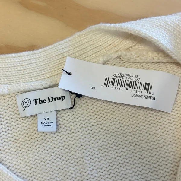 NWT The Drop Brigitte Whisper White Chunky Button Front Cardigan Sweater XS - Image 6
