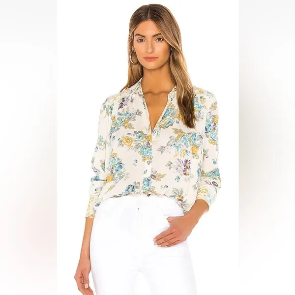 Free People Hold On To Me Floral Long Sleeve Blouse Ivory Combo Size Small - Image 6