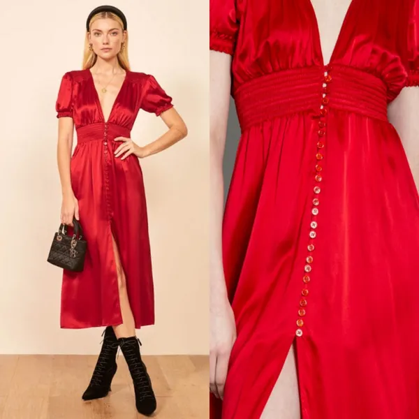 Reformation Alexea Maxi Dress Red US 2 Birthday‎ Romantic Date Night Party - Image 2