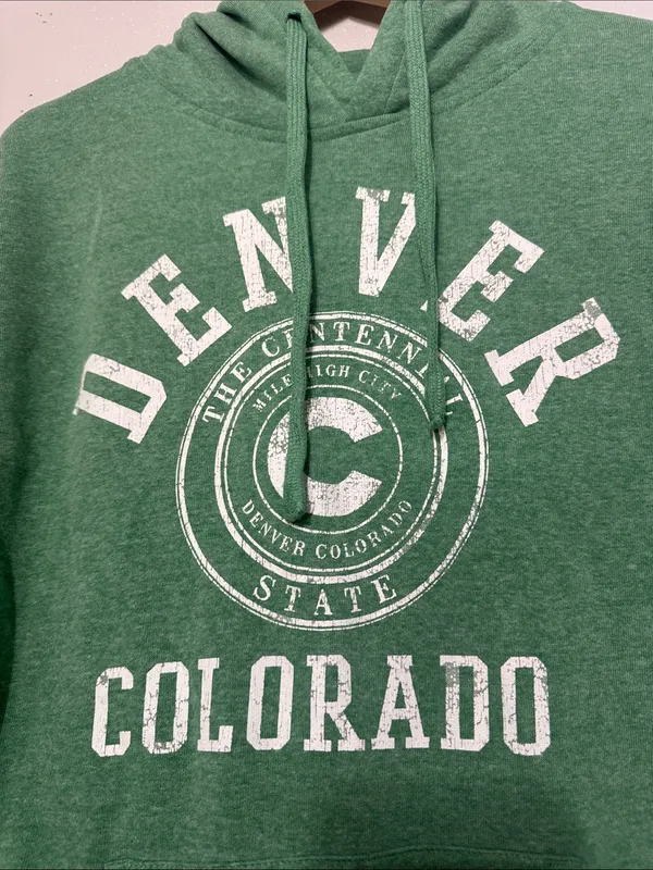 Point Sportswear Denver Colorado Green Graphic Hoodie Small - Image 3