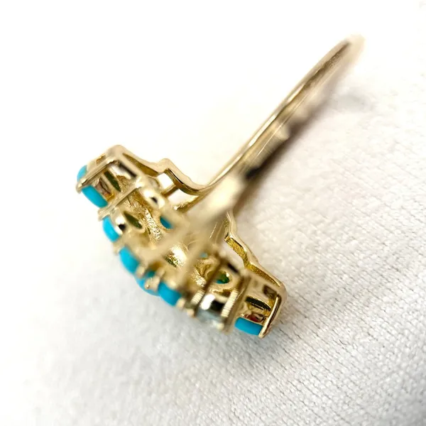 Sleeping Beauty Turquoise White Sky Blue Topaz 18k Yellow Gold Over Silver Ring - Image 9