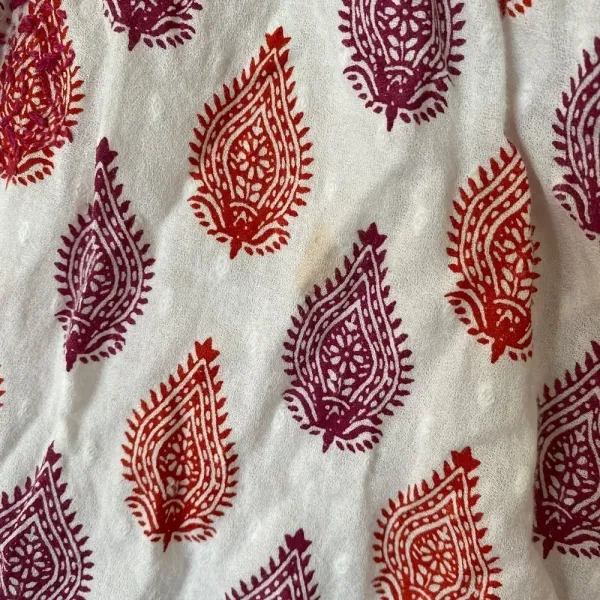 Roller Rabbit Cotton‎ midi Dress in Floral Block Print tassels red white size S - Image 14