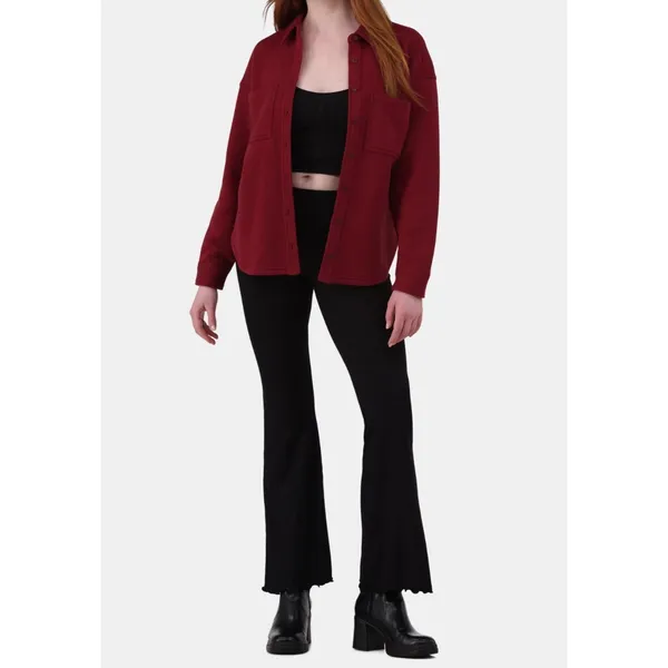 No Boundaries Womens Shacket Size M 8-10 Red Wine Fleece Button Up Cozy NWT - Image 4