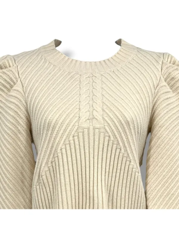 Allison Cecile Cream Ribbed Sweater Puff Sleeves Size XS Coquette Balletcore - Image 2