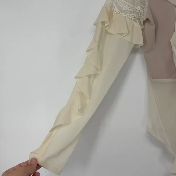 For Love & Lemons White Lace Silk Blend Ruffle Bodysuit Victorian Romantic Sz S - Image 4