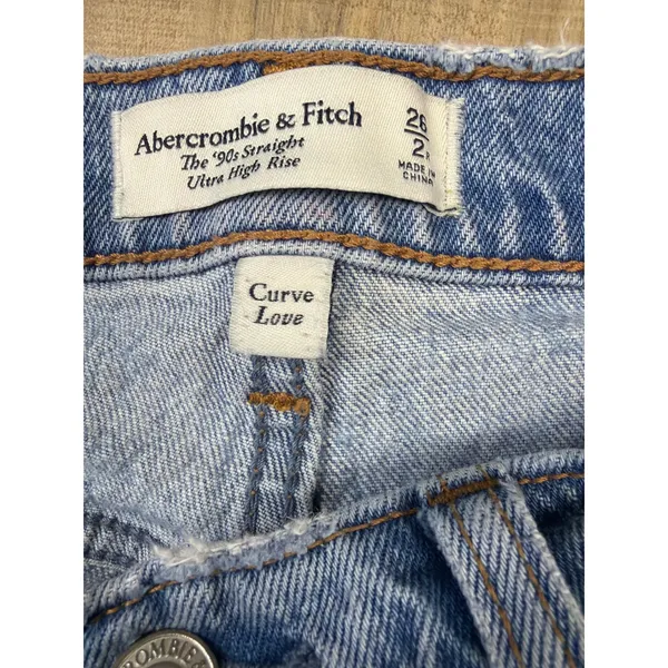 Abercrombie & Fitch Curve Love 90s Straight Ultra High Rise Light Wash Jean 26 2 - Image 5