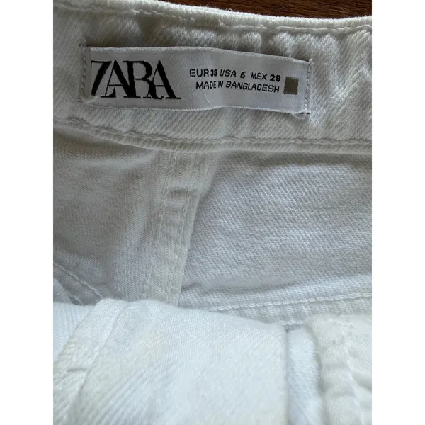 ZARA White High Rise Denim Cutoff Shorts Size 6 - Image 3