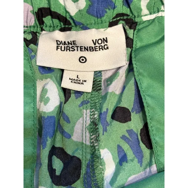 Diane Von Furstenberg Jogger Cargo Pants L Green Harem Bloomer Ankle Tie DVF - Image 6