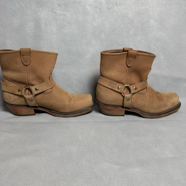 Double H Tan Leather Harness Boots Square Toe Western Ankle Booties Womens - Image 5