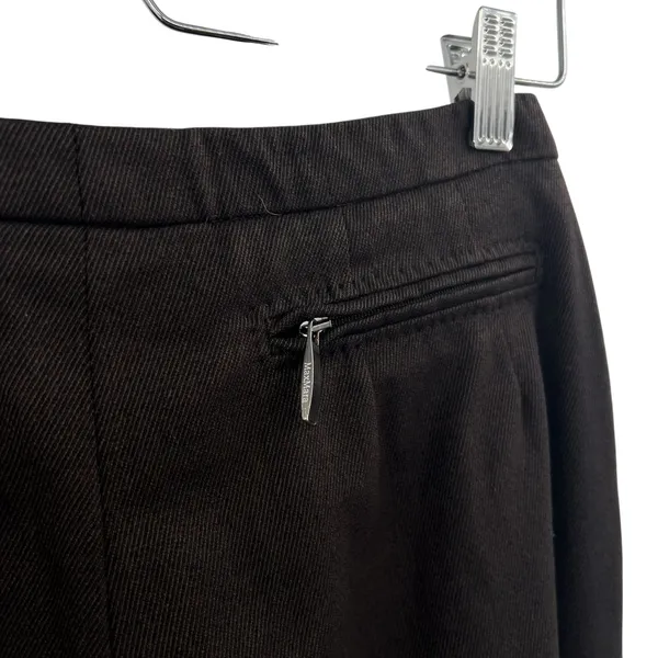 MaxMara Trouser Dress Pants‎ Wool Back Zip Pockets Brown Size US 4 - Image 9