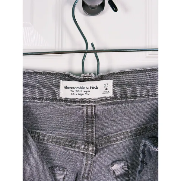 Abercrombie 90s Straight Ultra High Rise Jeans Size 27 (4) Gray Y2K Retro Casual - Image 4