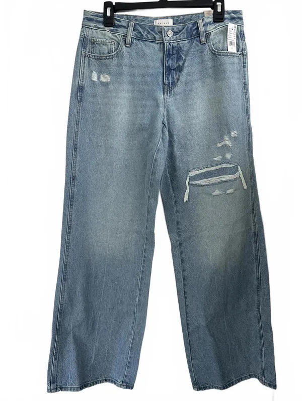 Pacsun Casey Low Rise Baggy Jeans Ripped Indigo NWT Size 27 - Image 4
