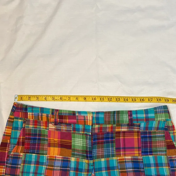 56 Ann Taylor Loft Checkered Plaid Orange Blue Shorts Size 14 - Image 3