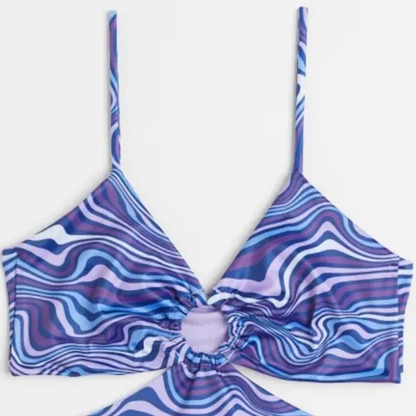 H & M Hi Leg Cut Out Swimsuit Purple Bikini Tankini Size‎ Large NWT - Image 7