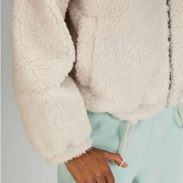 Lululemon White Opal Cinchable Fleece Zip-Up Sherpa Teddy Funnel Neck Jacket - Image 4