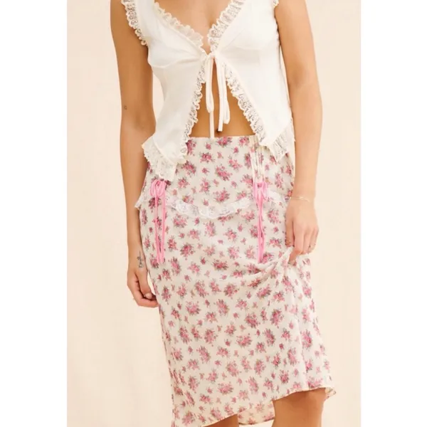 For Love & Lemons Etienne Midi Skirt Small Cottage Coquette Dainty - Image 6