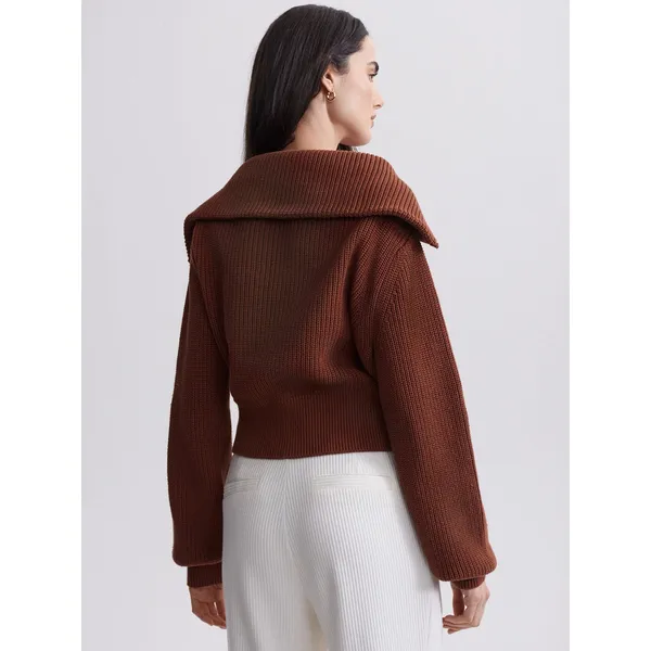 Varley Mentone Half Zip Pullover sweater Tortoise Shell Brown chunky knit SMALL - Image 7