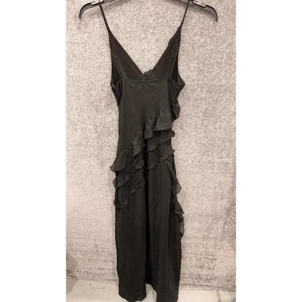 Abercrombie & Fitch Womens Maxi Dress ST Black Ruffle Front High Slit V-Neck - Image 5