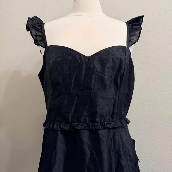 Lulus‎ Effervescent Aesthetic Black Tiered Ruffled Midi Dress XL Event Party - Image 5