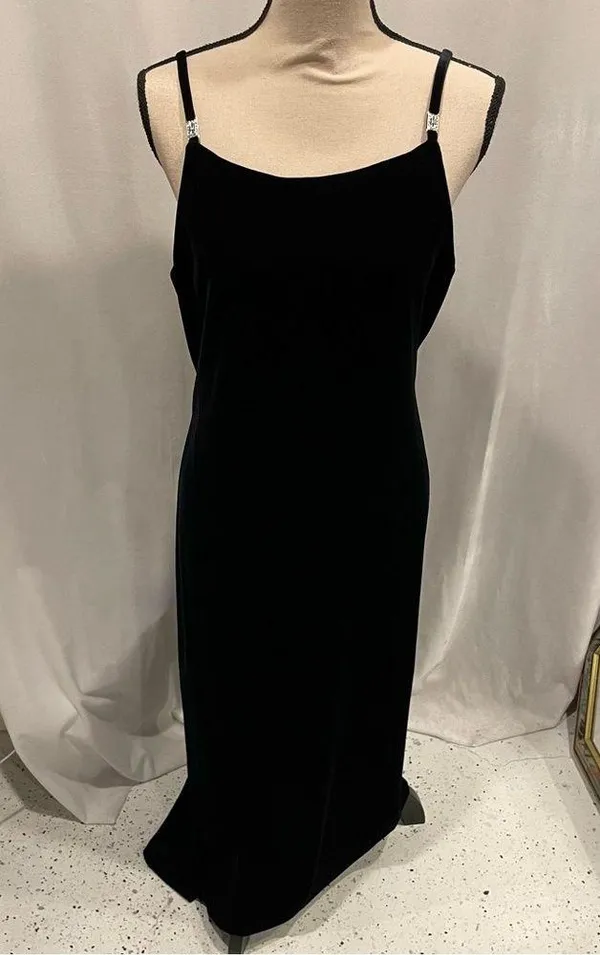 Y2K velvet rhinestone strap trim maxi dress All That Jazz stretchy square neck - Image 5