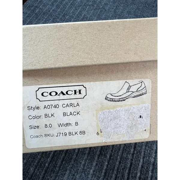 COACH Carla Loafers Women 8 Black Italian Leather Lug Sole Slip On Chunky Shoes - Image 8