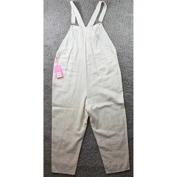 Stoney Clover Lane x Target Ivory Linen Blend Overalls Size L NWT - Image 2