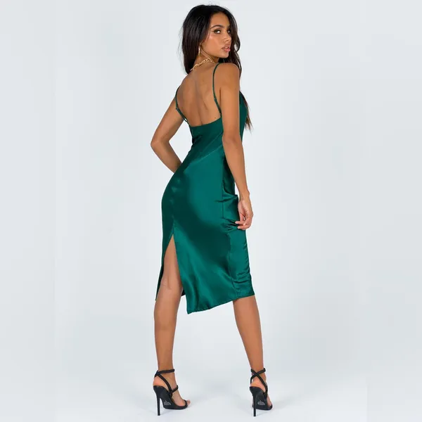 Princess Polly Betta Vanore Midi Dress in Forest Green Size 6 New with tag - Image 2