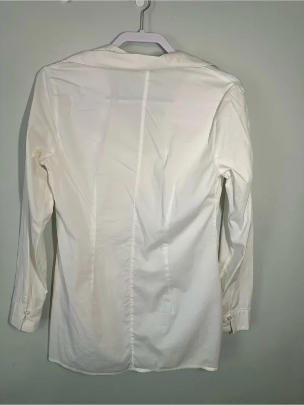 White House | Black Market White Long Button Down Shirt - Image 3