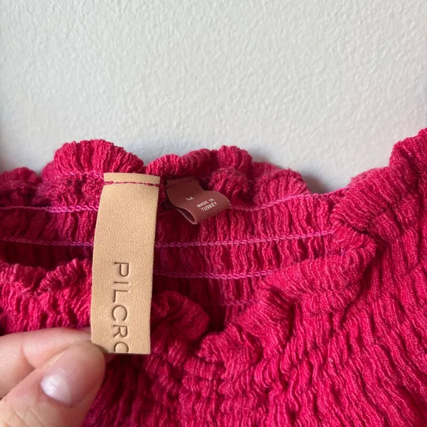 Anthropologie Pilcro Ruched Puff Sleeve Top Sz M - Image 4