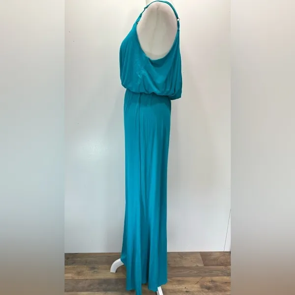 Turquoise Maxi Dress Knit Strappy Backless ModCloth by South Grand Size Medium - Image 11
