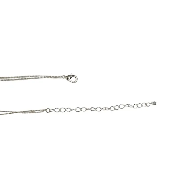 Cubic Zirconia Double Layered Dainty Silver Chain Necklace - Image 8