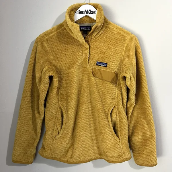 Patagonia Women's Small Re-Tool Snap-T Polartec Pullover Mustard Yellow Gold - Image 2