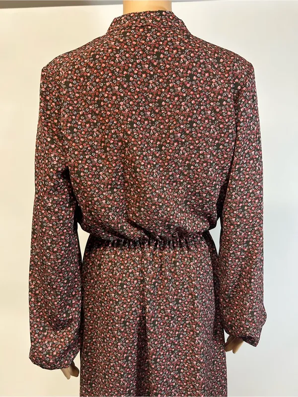 Source Unknown Burgundy Floral Long-Sleeve Midi Dress - Image 3