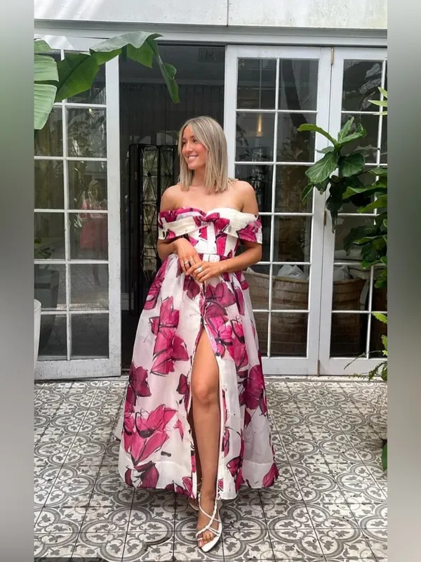 NWT Aje Cordelia Corsetted Maxi Dress In Falling Florals Pink Size 12 - Image 12